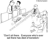 business coworkers boss nepotism meeting conference boardroom cartoon 1013