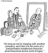 funny business cartoon merger office company 1536