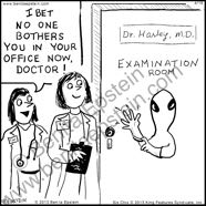 funny medical cartoon doctor physician privacy paperwork alien proctology exam examination room practice 1680