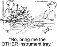 medical doctor musical instrument tray surgical procedure cartoon 1446