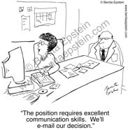funny college university higher education communication-skills interview computer e-mail decision making administration job seeker academic academia cartoon 1087