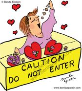 funny valentine holiday card caution hearts chocolate 1540