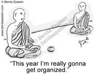 funny holiday cartoon new year buddha organized