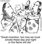cavemen smoking cigarette invention cartoon 1121