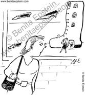 shopping old woman in the shoe store cartoon 1296