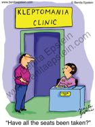funy medical cartoon kleptomania clinic psychiatry patient meeting chairs 1027