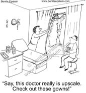 funny medical cartoon patient gown exam room 1580
