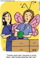funny presentation powerpoint  newsletter nurse nursing woman female health healthy doctors office checkup illness sick ill sick disease medical medicine cartoon crystal ball insect winds butterfly occupation 1638