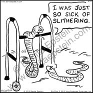 funny science cartoon snake herpetology geriatric walker herp scales slithering 1676