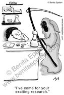 funny science scientist research experiment lab laboratory grim reaper exciting research cartoons cartoon 1621