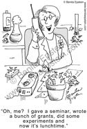  funny science scientist female researcher experiment experiments grants seminar wet bench laboratory chemistry biochemistry medical school lab phone cartoons cartoon 1616
